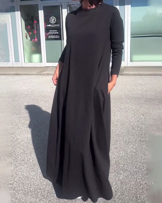 Jurk Wijd Lange Mouw Ronde Hals