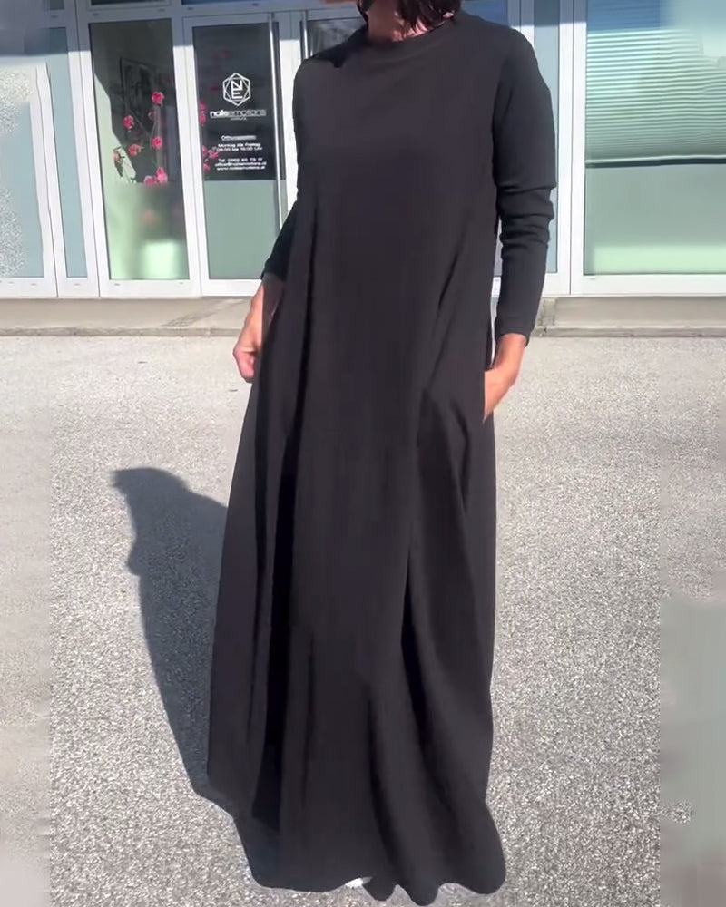 Jurk Wijd Lange Mouw Ronde Hals