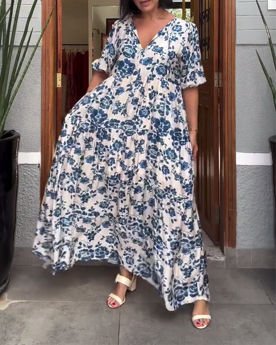 Jurk Korte Mouwen Bloemenprint