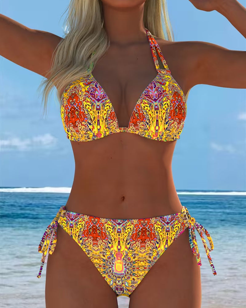 Bikini Gekleurd Halter Print
