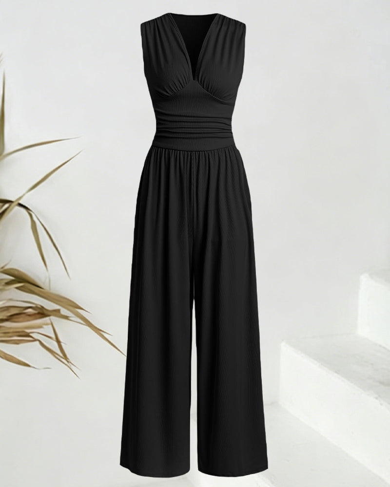 Jumpsuit Effen Geribbeld Mouwloos
