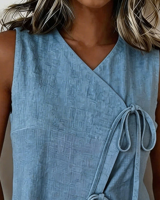 Blouse V-Hals Mouwloos Kruis Vest
