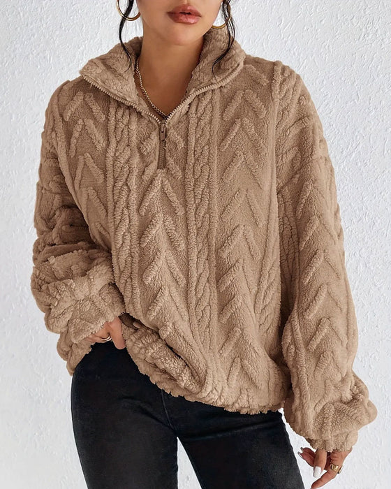 Sweatshirt Dubbelzijdig Fleece Halve Rits