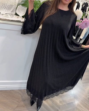 Jurk Ronde Hals Losse Kanten Patchwork