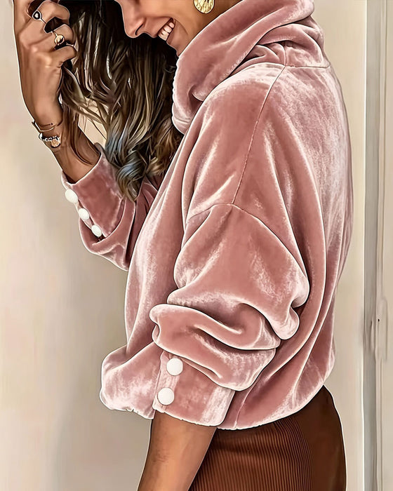 Top Effen Kleur Hoge Hals Fluweel