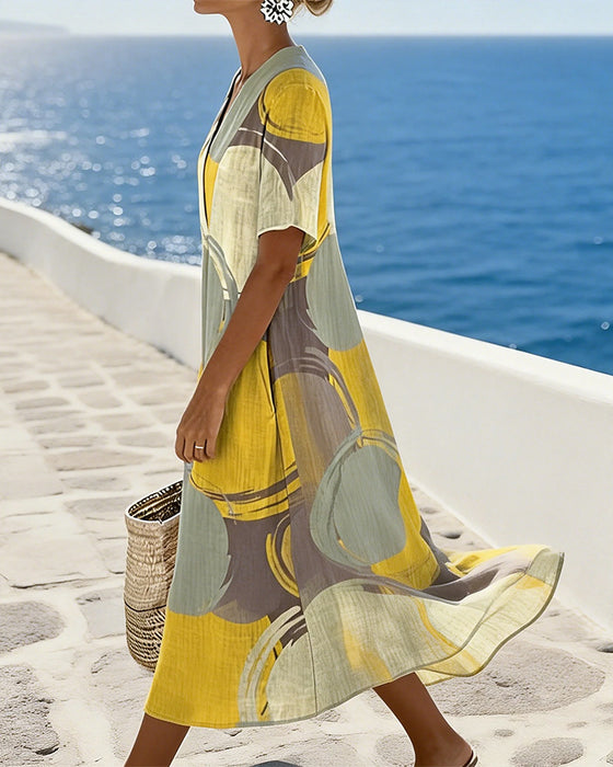 Jurk Color-Block Geometrische Print