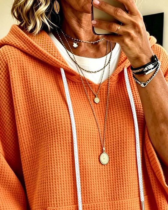 Sweatshirt Casual Effen Kleur Trekkoord
