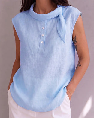 Blouse Stri k Knoop Mouwloos