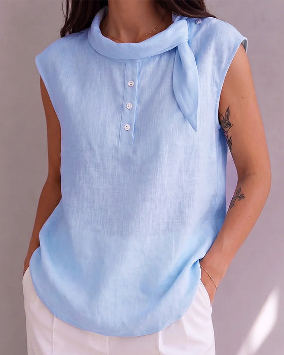 Blouse Stri k Knoop Mouwloos