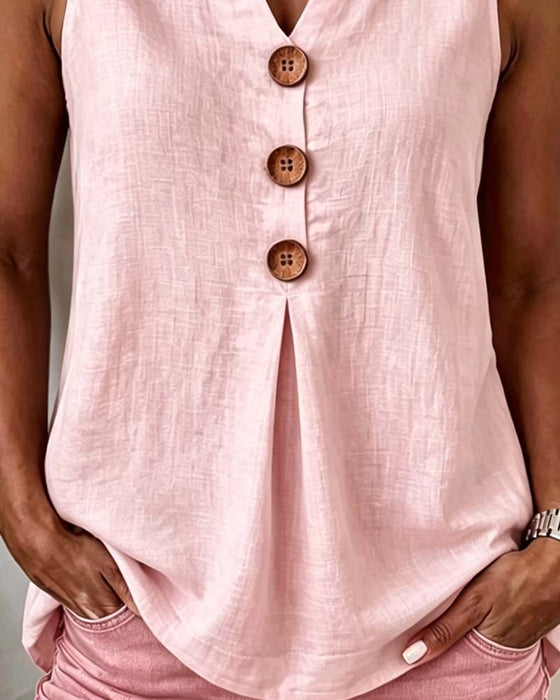 Tanktop Drieknoops Mouwloos Effen