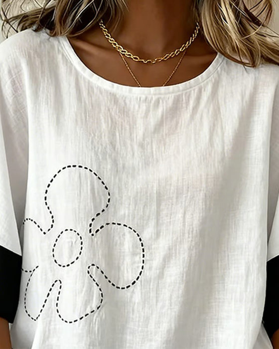 Top Kleurenblok Bloemig