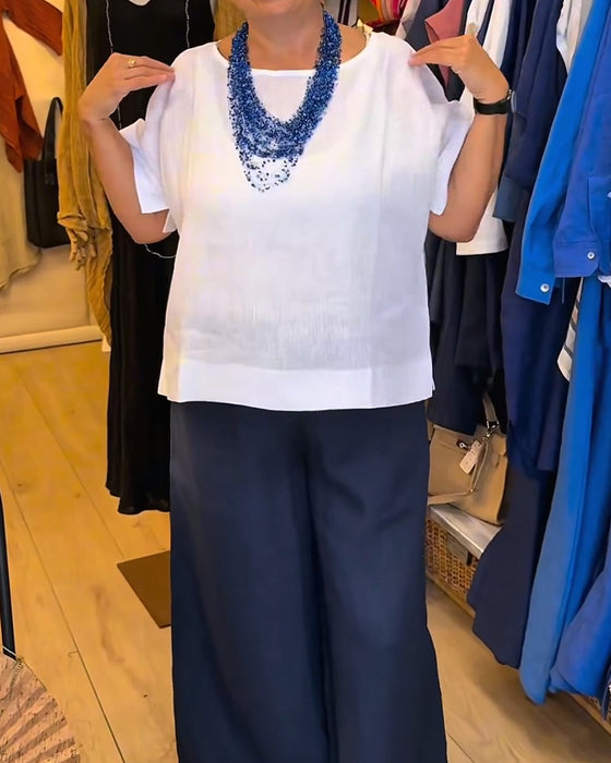 Blouse Rondhals Effen Recht Casual