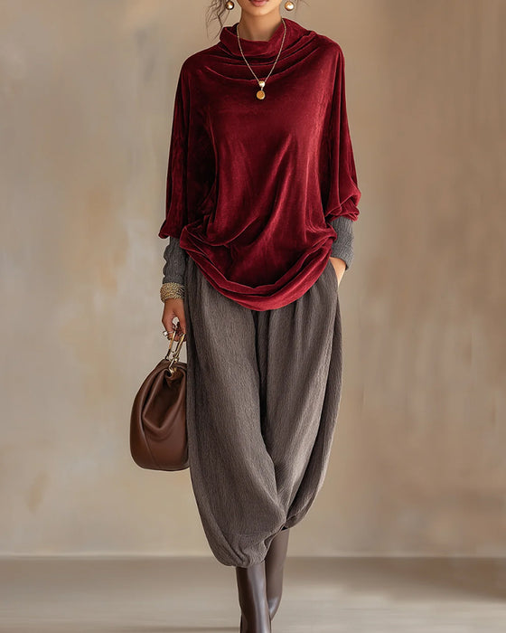Blouse Gedrapeerde Hals Casual