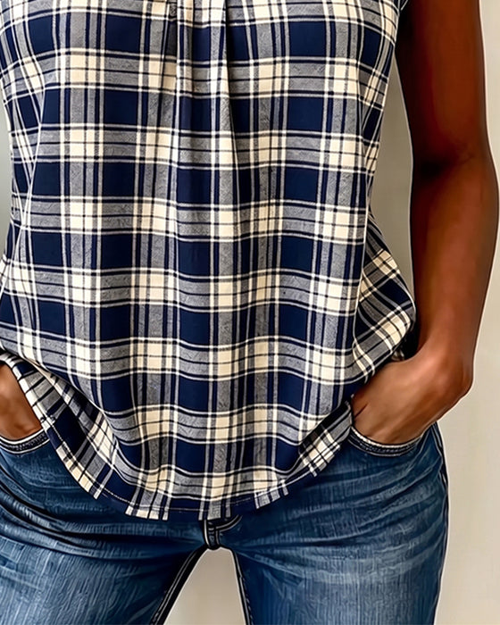 Tank Top Ruit V-Hals Mouwloos