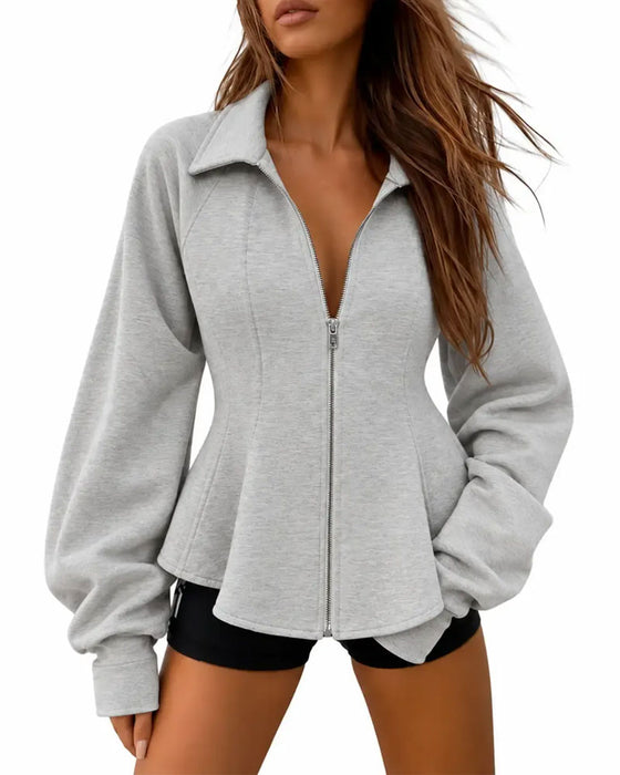 Jas Revers Rits Geplooide Taille
