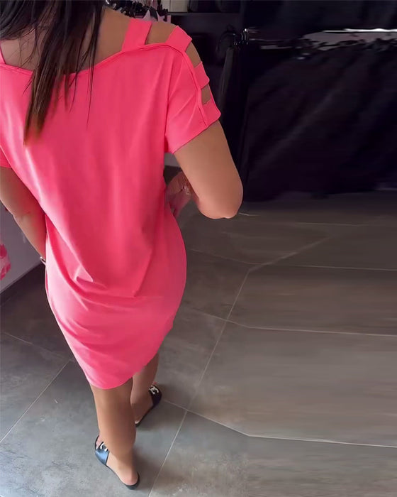 Jurk Off-Shoulder Bedrukt Modieus
