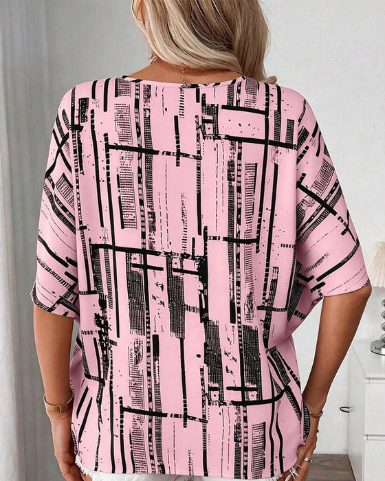 Blouse V-Hals Lijn Vleermuis Mouw