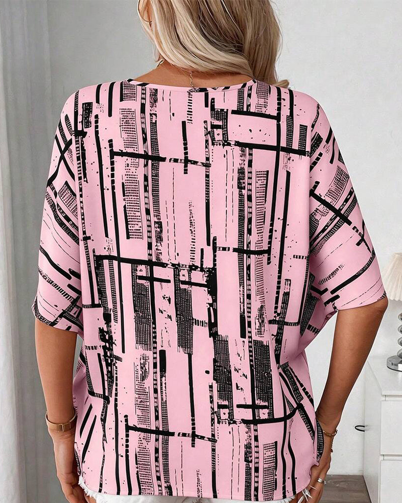 Blouse V-Hals Lijn Vleermuis Mouw