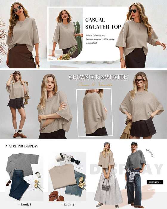 Pullover Effen Loose Fit Casual Half Mouw