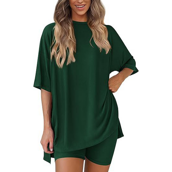 Casual Set Met Effen Kleur En Losse Pasvorm
