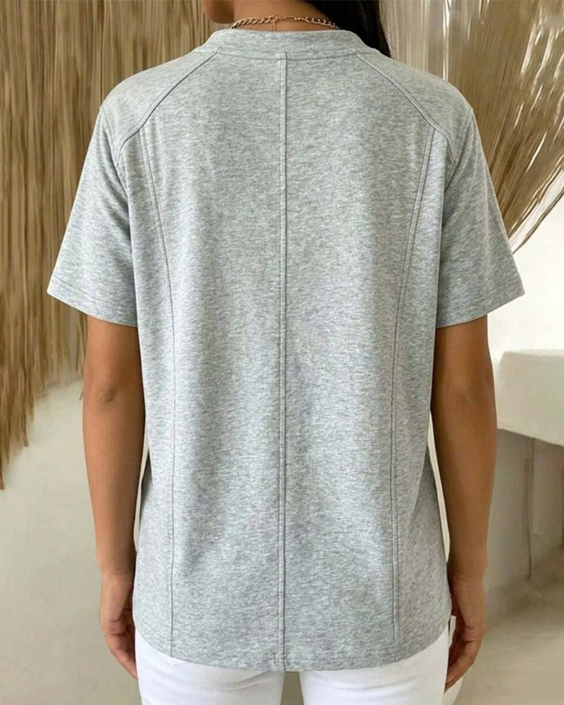 T-Shirt Casual Effen Kleur