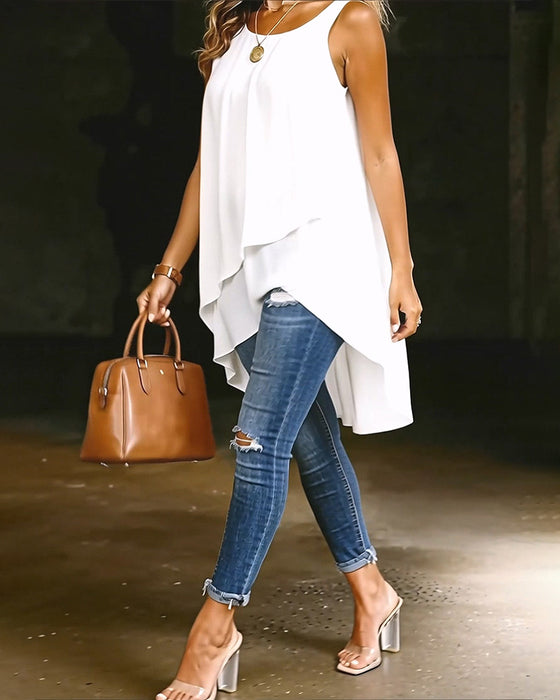 Blouse Mouwloos Gelaagd Onregelmatig