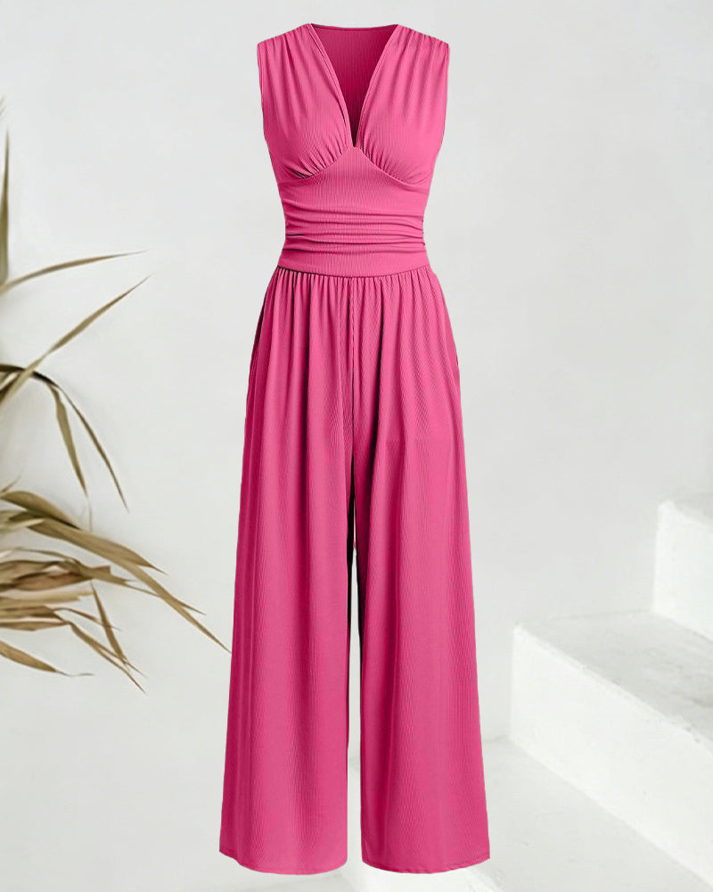 Jumpsuit Effen Geribbeld Mouwloos