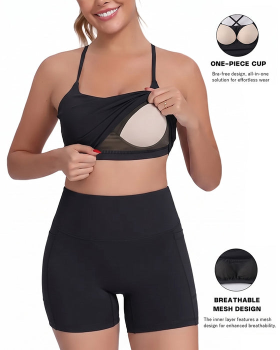 Cami Top Rug Kruis Effen