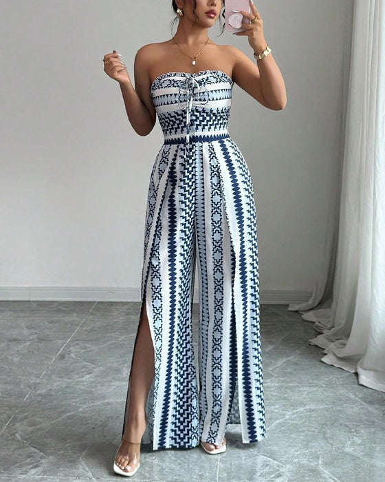 Jumpsuit Geometrisch Bandeau Split Breed Been