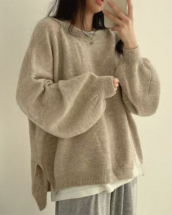 Pullover Rondhals Zijkant Split
