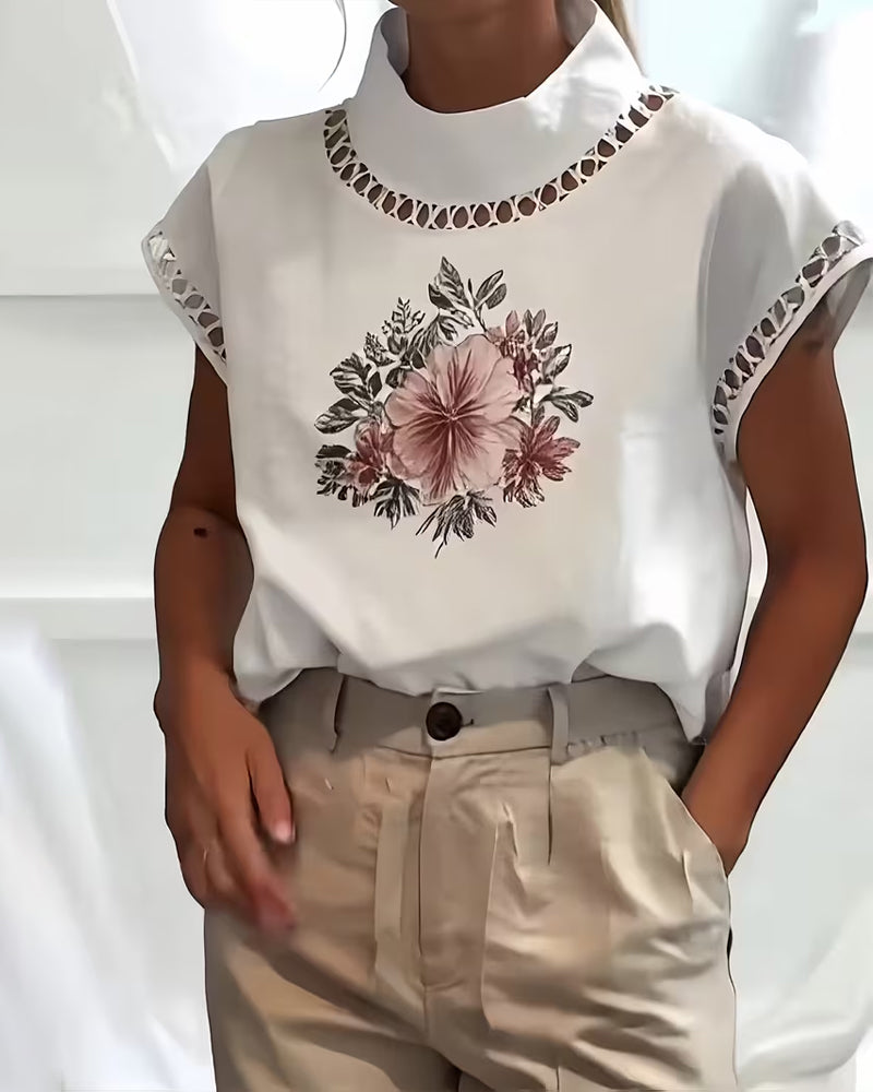 T-Shirt Halve Col Mouwloos Uitgesneden