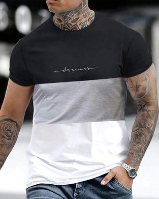 T-Shirt Kleurblok Ronde Hals Korte Mouw