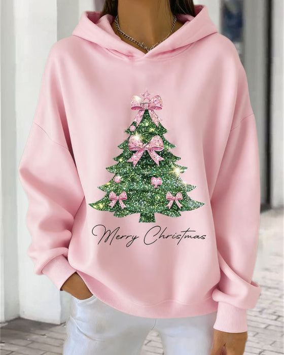 Trui Met Capuchon Casual Kerstprint