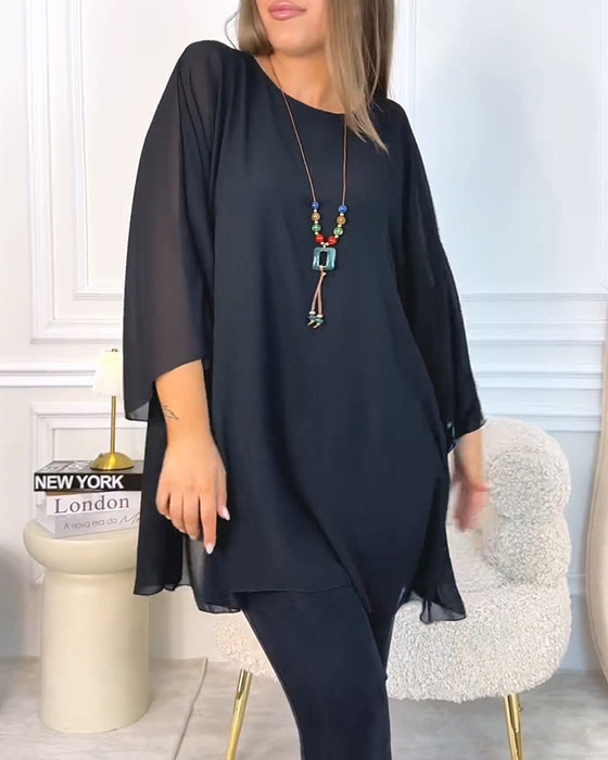 Top Effen Kleur Ronde Hals Los