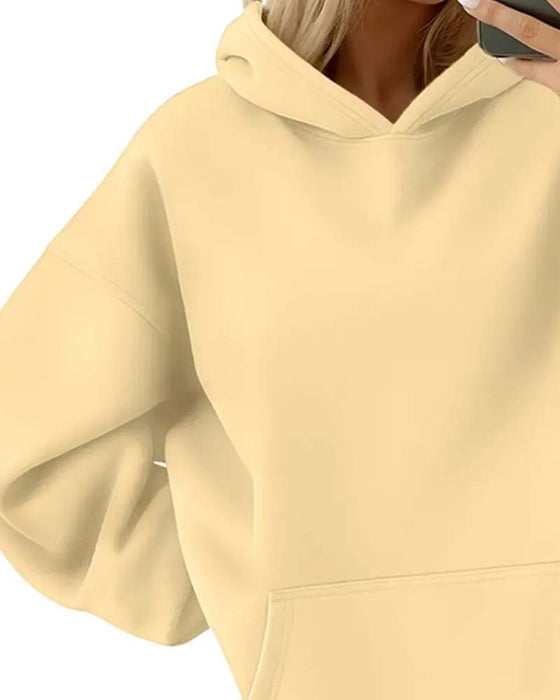 Hoodie Effen Kleur Lange Mouw Casual