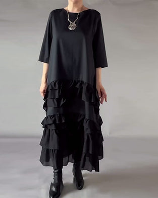 Jurk Met Ronde Hals En Dubbele Laag