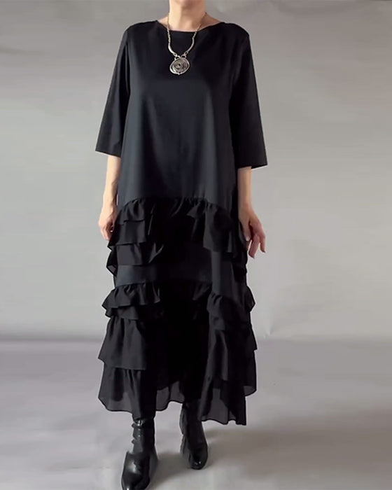 Jurk Met Ronde Hals En Dubbele Laag