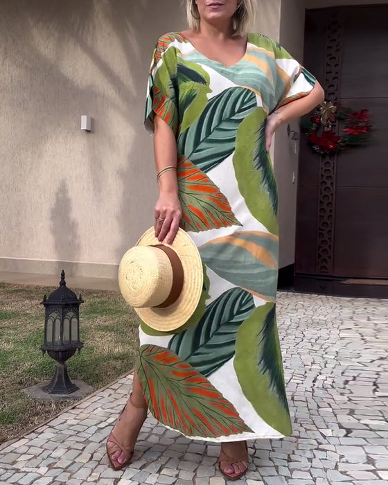 Casual jurk met korte mouwen en split