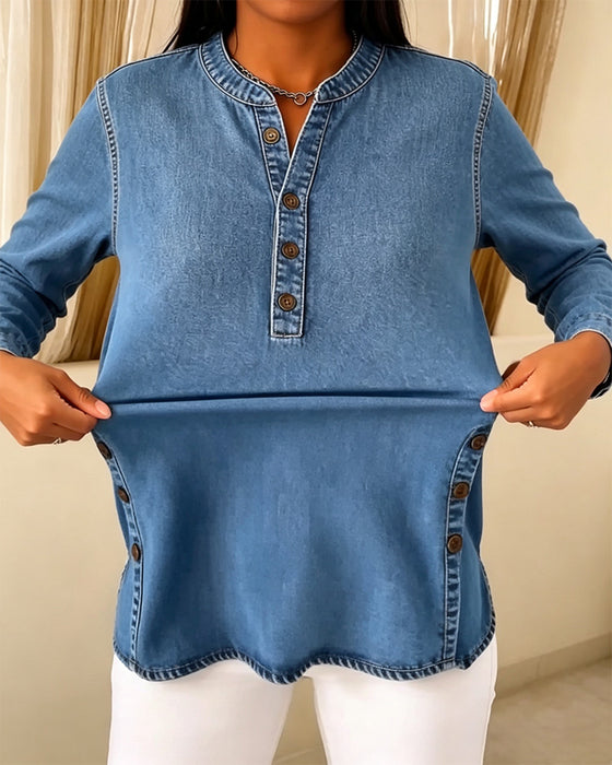 Top Casual Knoppen Korte Mouwen
