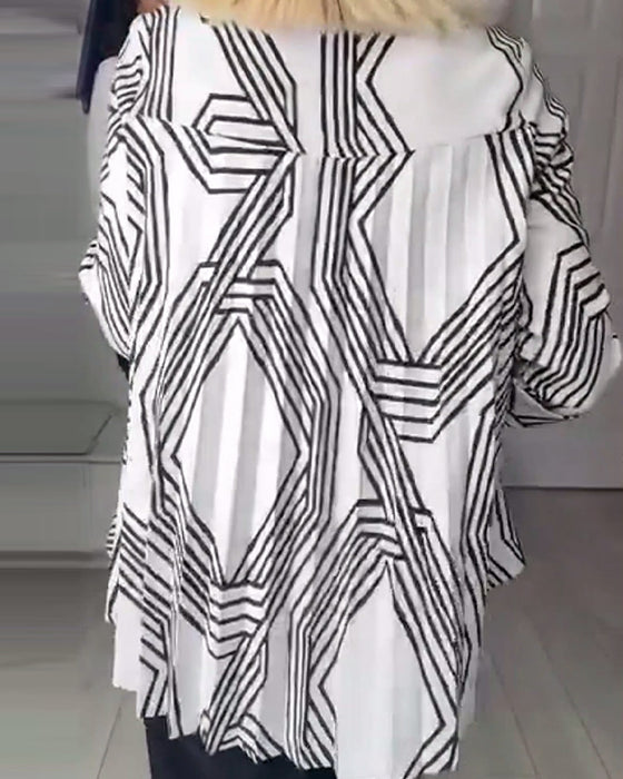 Contrasterende geplooide casual top