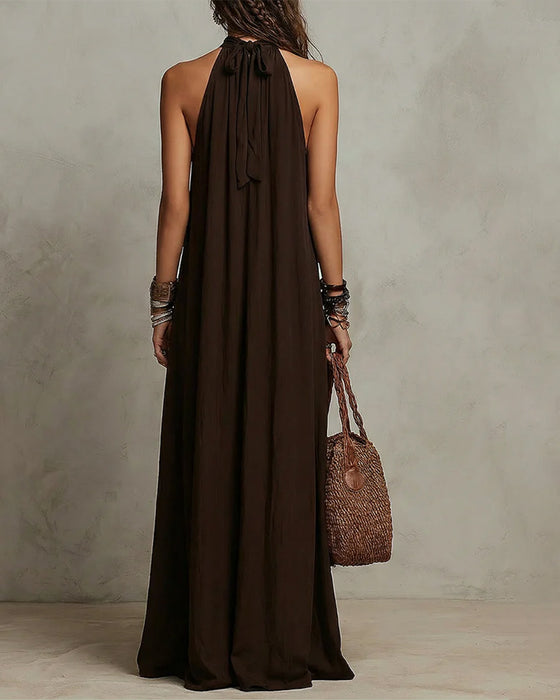 Jurk Halter Hoge Hals Sheer Lang