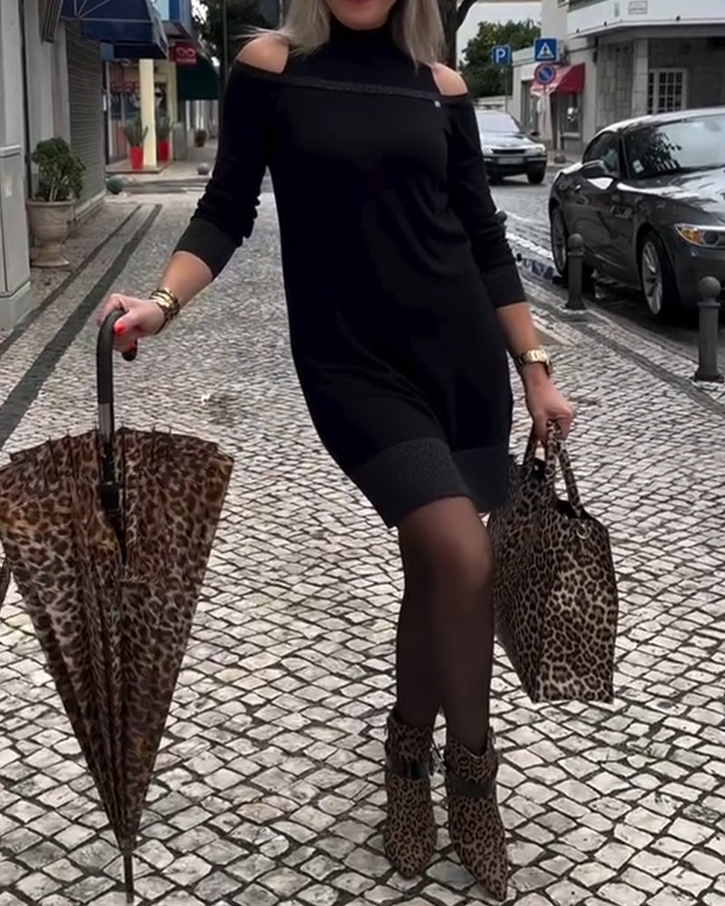 Jurk Off-Shoulder Lange Mouw Mode