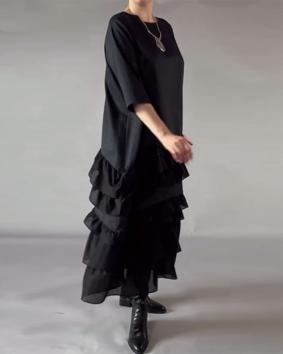 Jurk Met Ronde Hals En Dubbele Laag