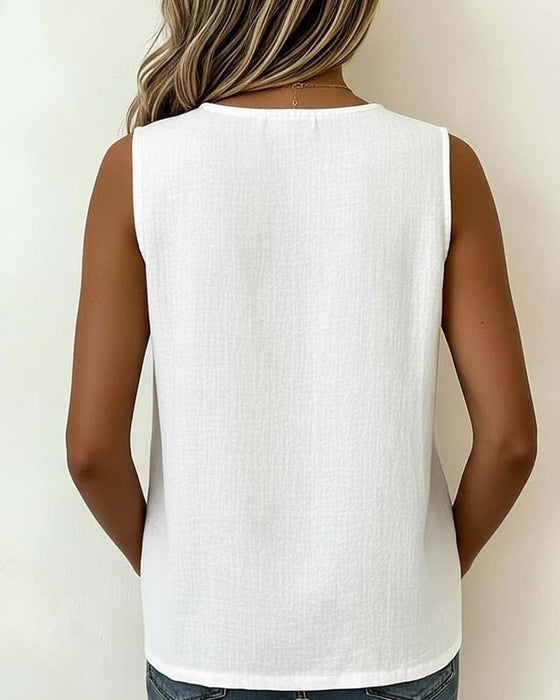Blouse Ronde Hals Enkelrijg Mouwloos