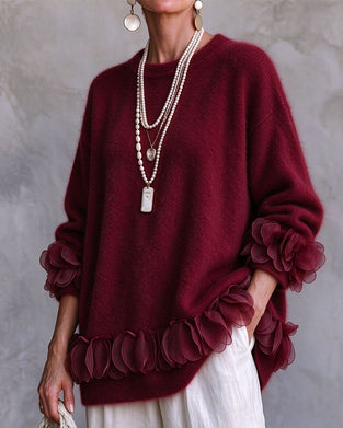 Pullover Bloemig Lui Effen Kleur