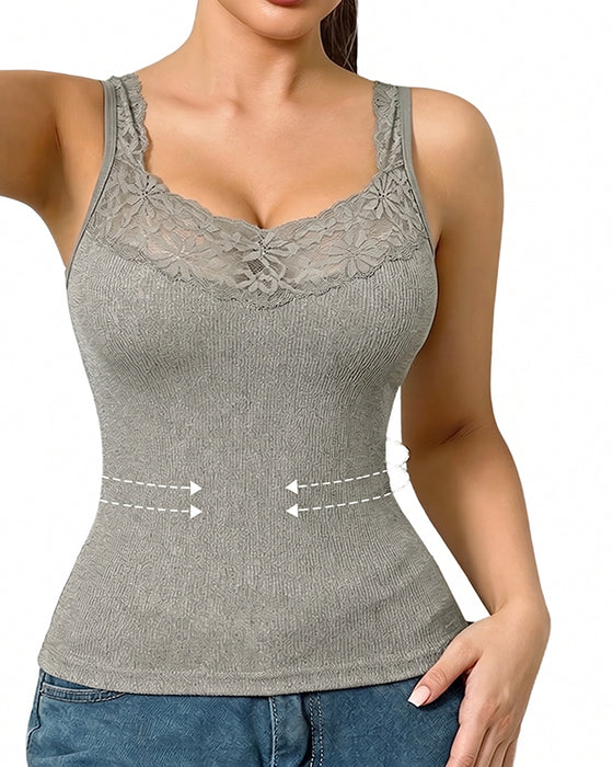 Tanktop Effen Kleur V-Hals Kant