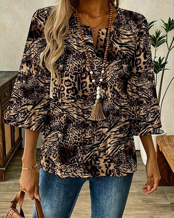 Blouse Luipaard V‑Hals