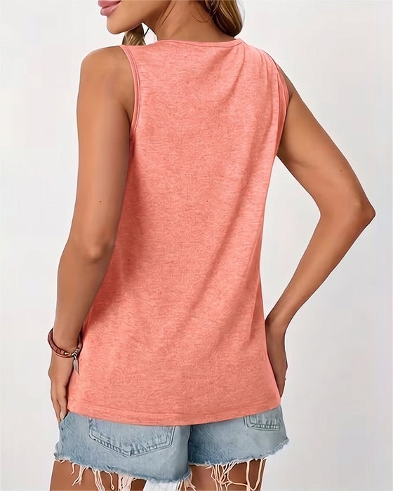 Tanktop Effen U-Hals Geplisseerd
