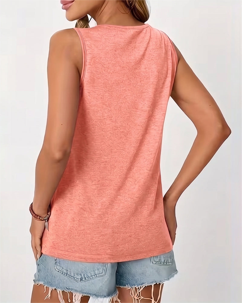 Tanktop Effen U-Hals Geplisseerd
