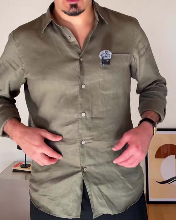 Overhemd Heren Met Kraag Zak